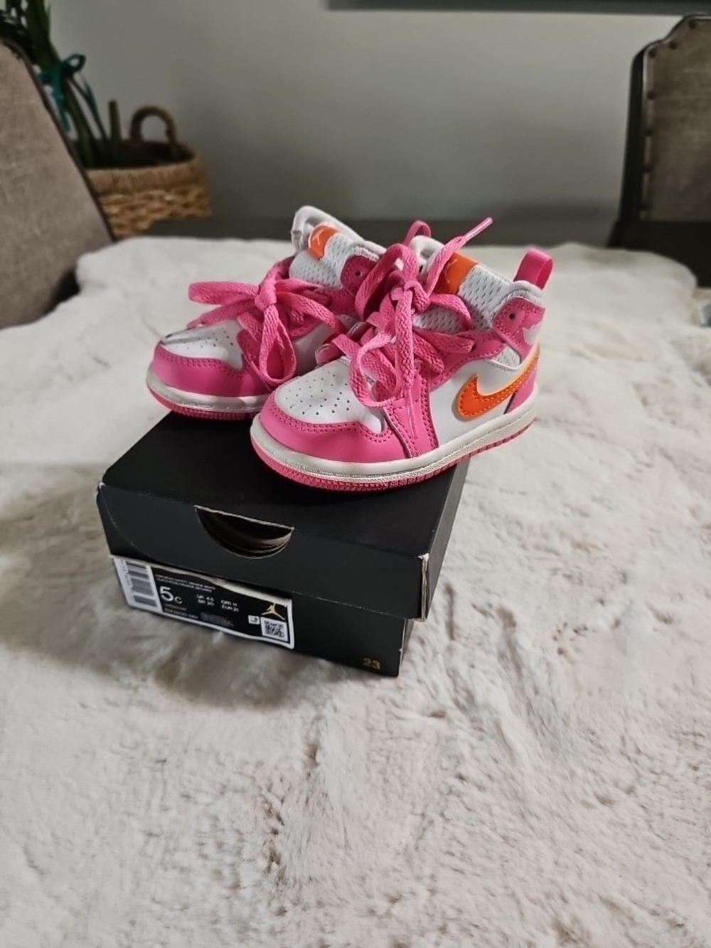 Nike Kids' Pink and Orange High-Top Sneakers